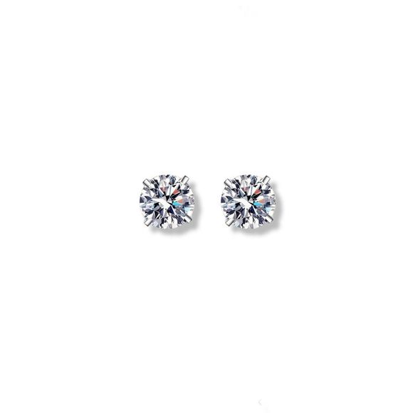 Classic Style Tested .20ctw Round Brilliant Moissanite 925 4 prong Stud Earrings - Picture 1 of 5